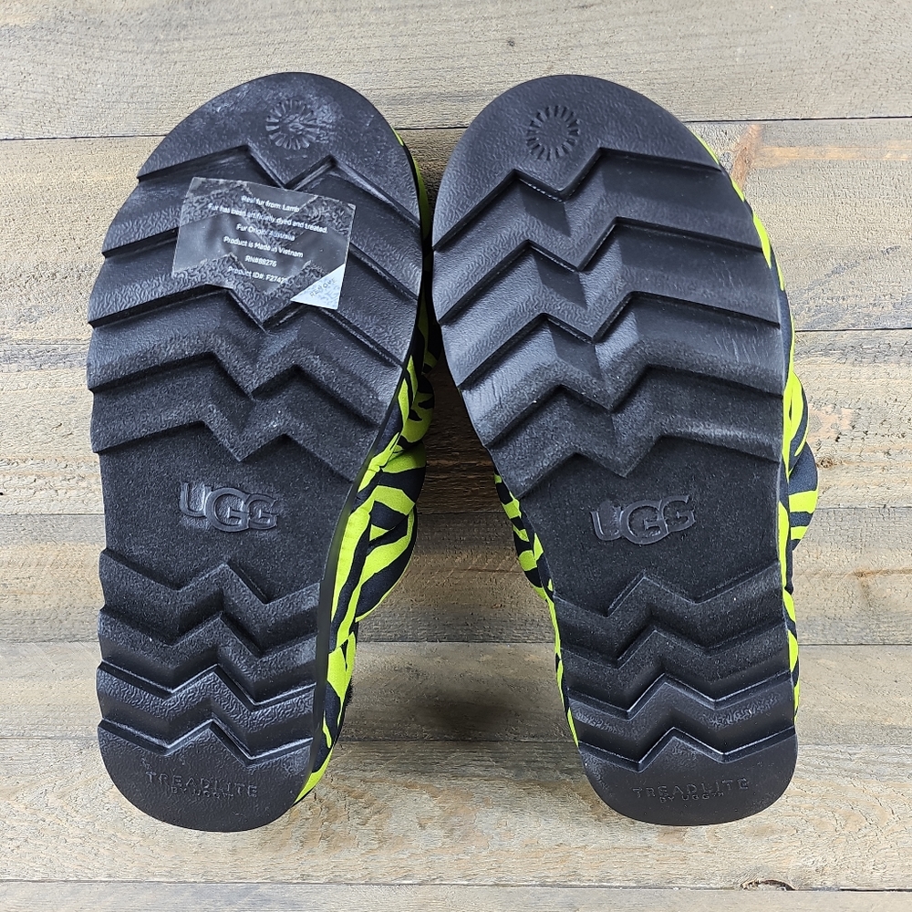 UGG Maxi Slide Platform Tiger Print Key Lime Black - Picture 7 of 12